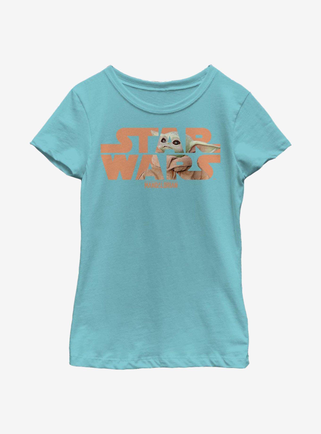 Star Wars The Mandalorian Looking Logo Youth Girls T-Shirt, TAHI BLUE, hi-res