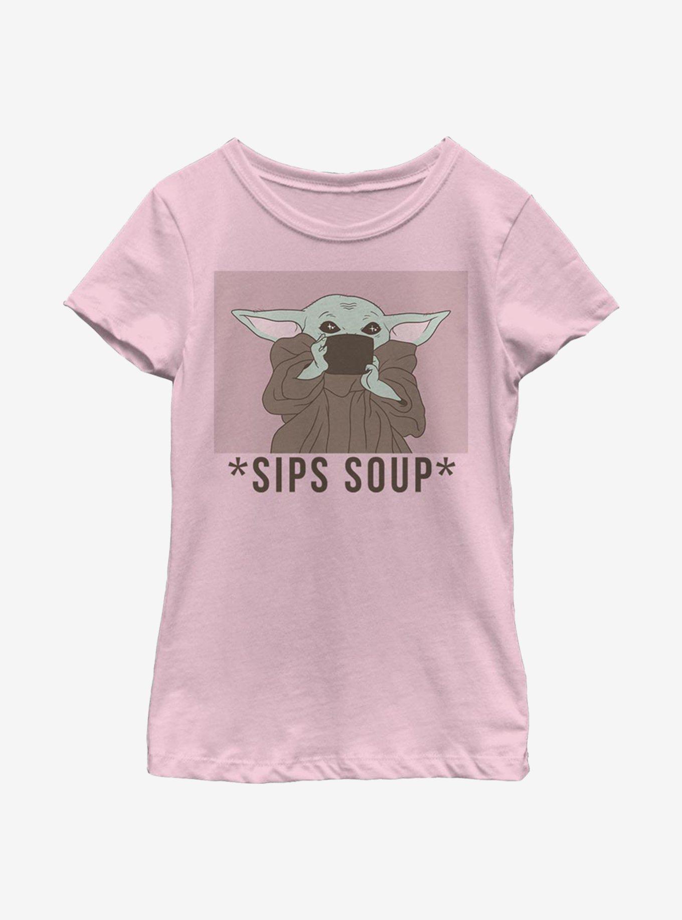 Star Wars The Mandalorian Sips Tea Youth Girls T-Shirt, PINK, hi-res