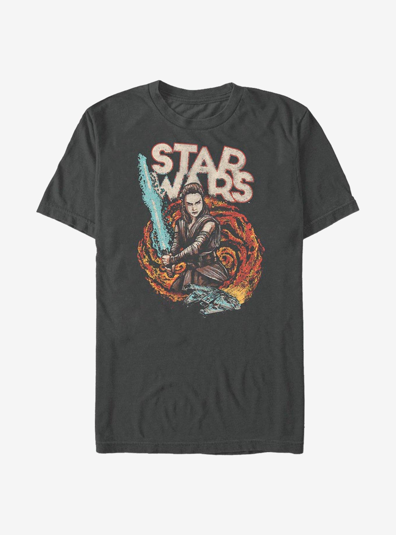 Star Wars Episode VIII: The Last Jedi Rey Resists T-Shirt, CHARCOAL, hi-res