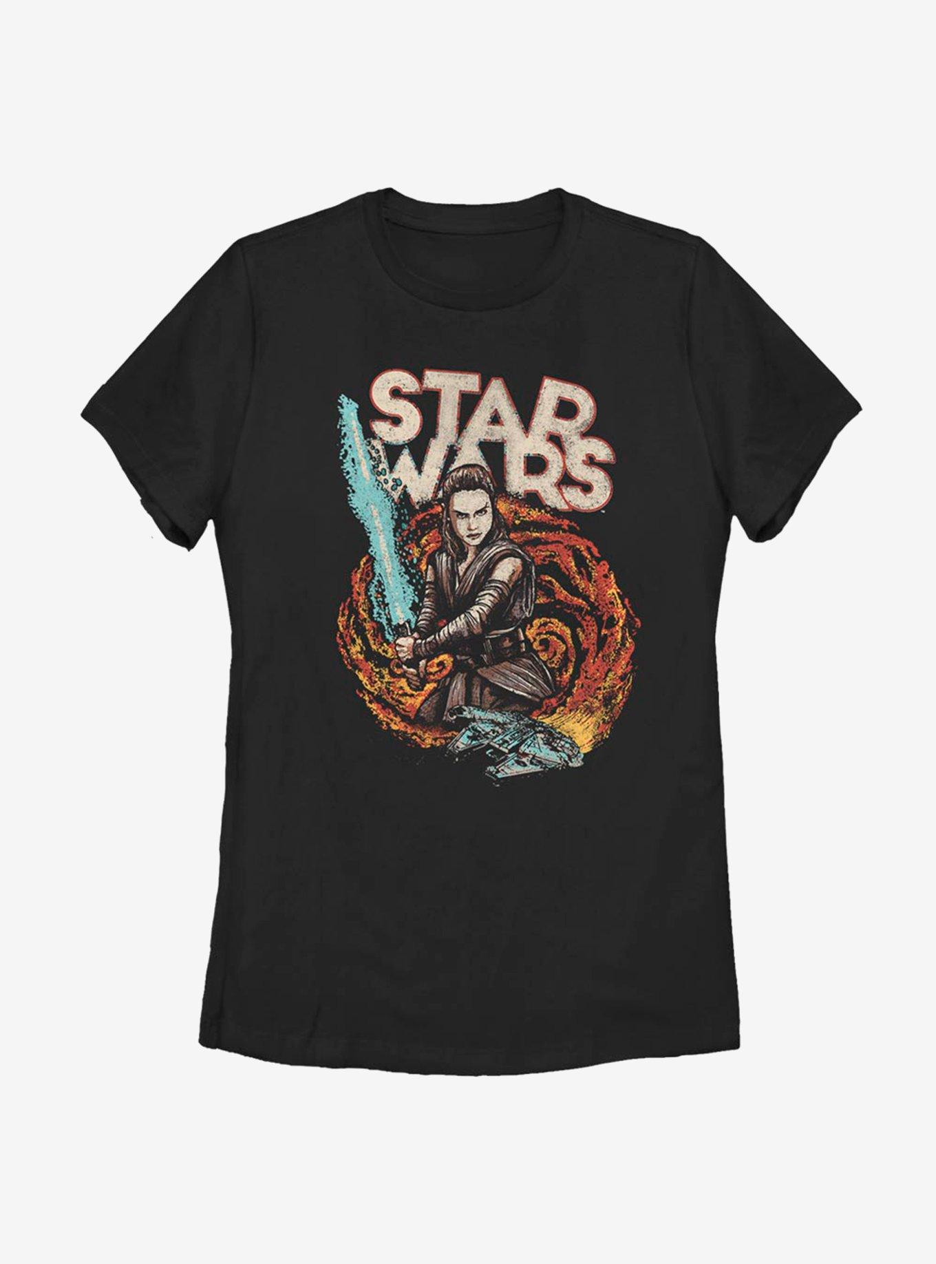 Star Wars Episode VIII: The Last Jedi Rey Resists Womens T-Shirt, BLACK, hi-res