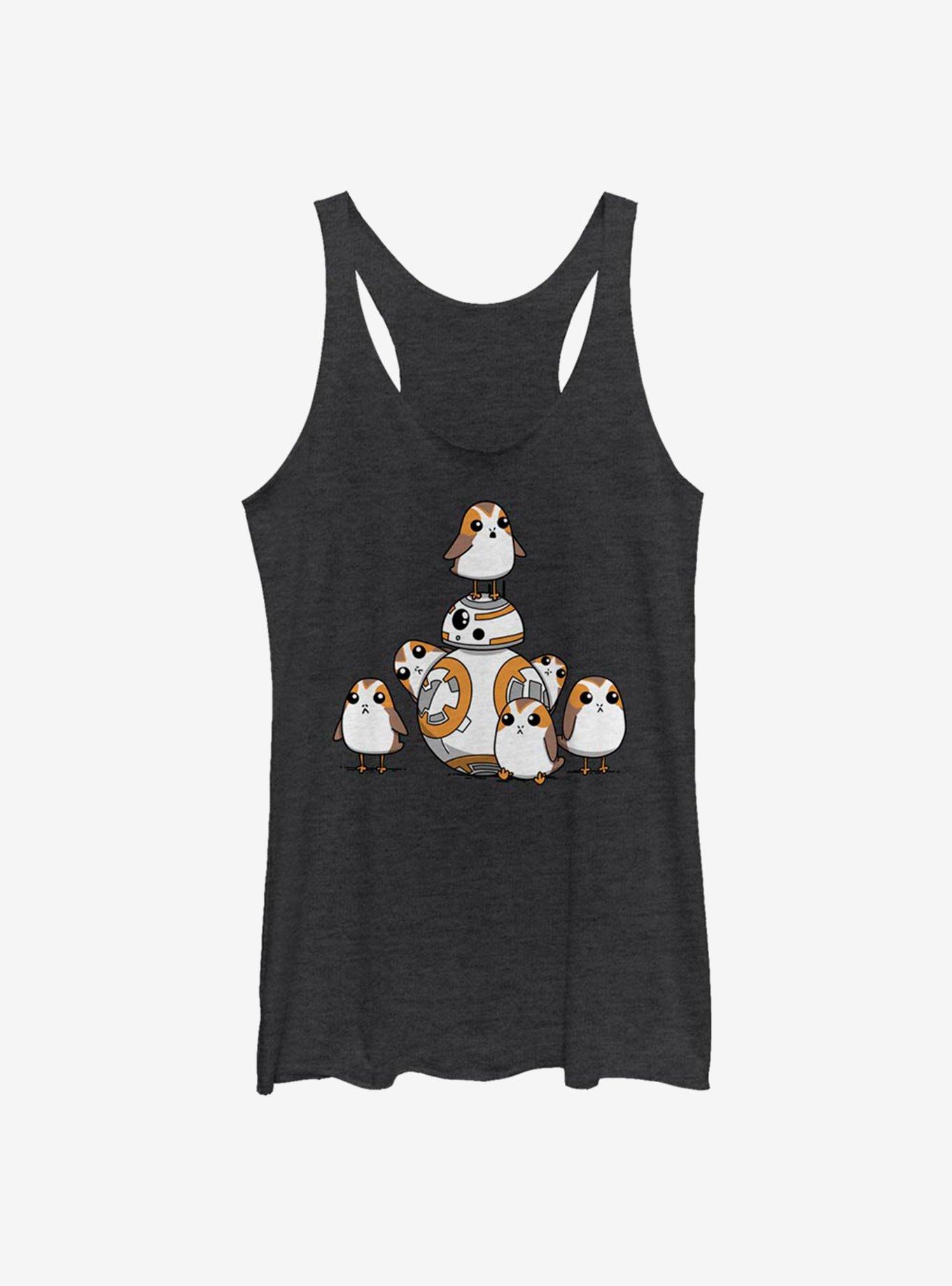 Star Wars Episode VIII: The Last Jedi BB-8 And Porgs Womens Tank Top, BLK HTR, hi-res