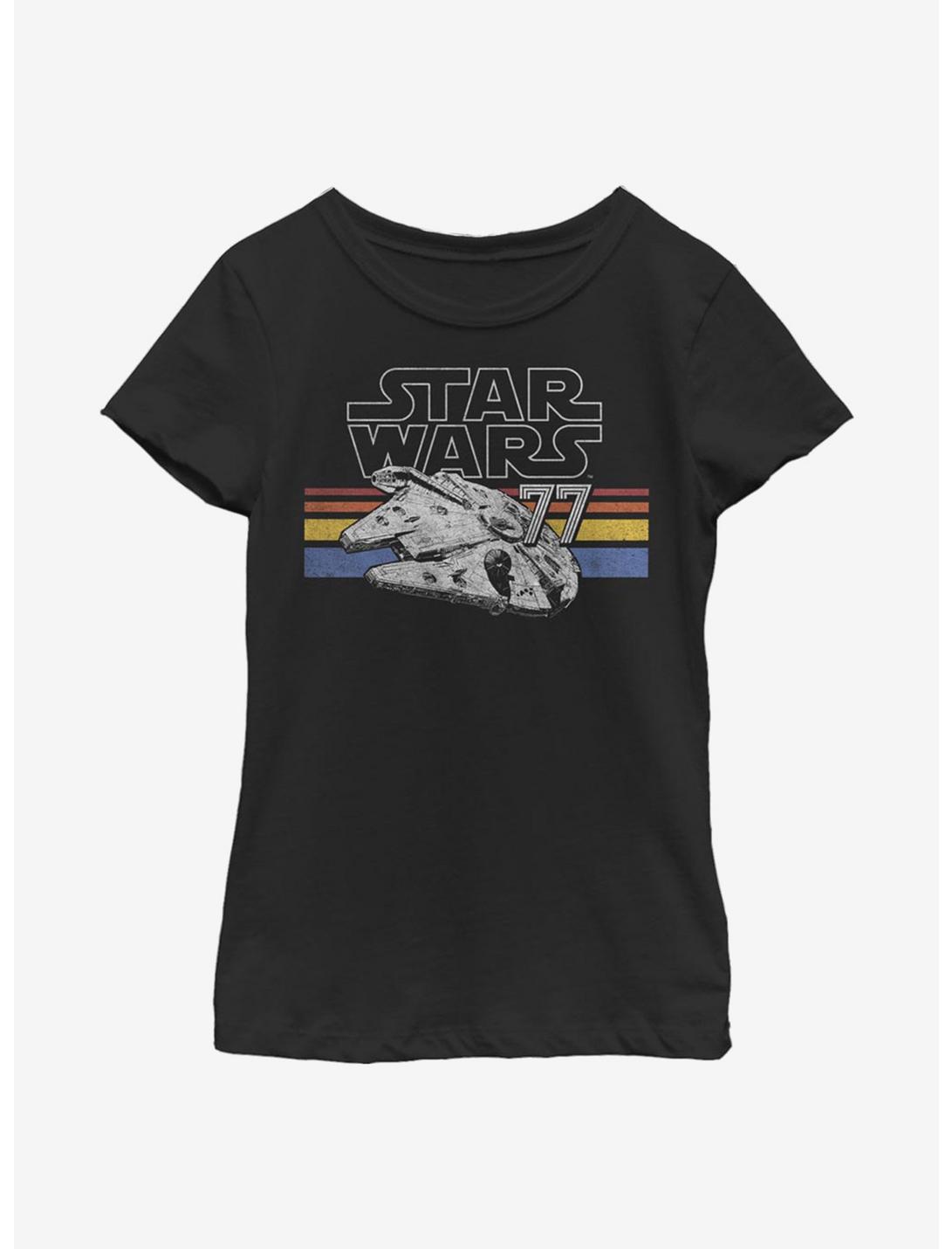 Star Wars Falcon Stripes Youth Girls T-Shirt, BLACK, hi-res