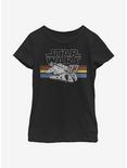 Star Wars Falcon Stripes Youth Girls T-Shirt, BLACK, hi-res