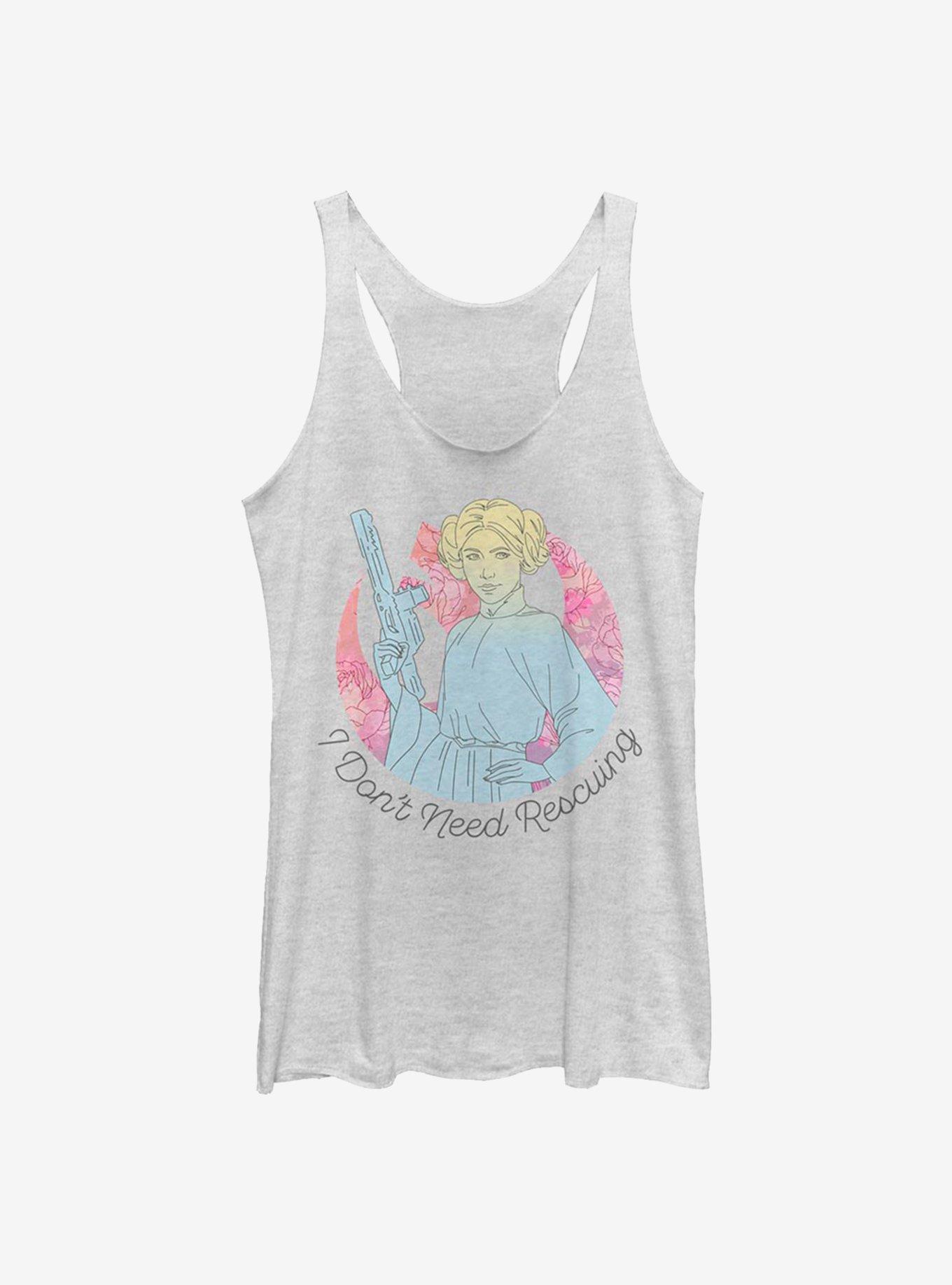 Star Wars Don't Need Rescuing Womens Tank Top, WHITE HTR, hi-res