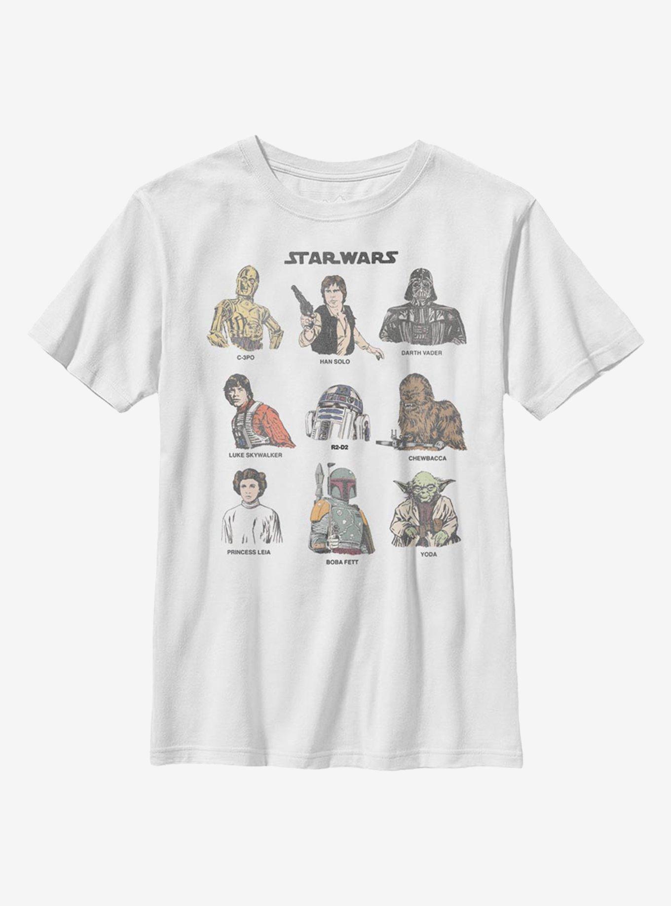 Star Wars Retro Character Cast Youth T-Shirt, WHITE, hi-res