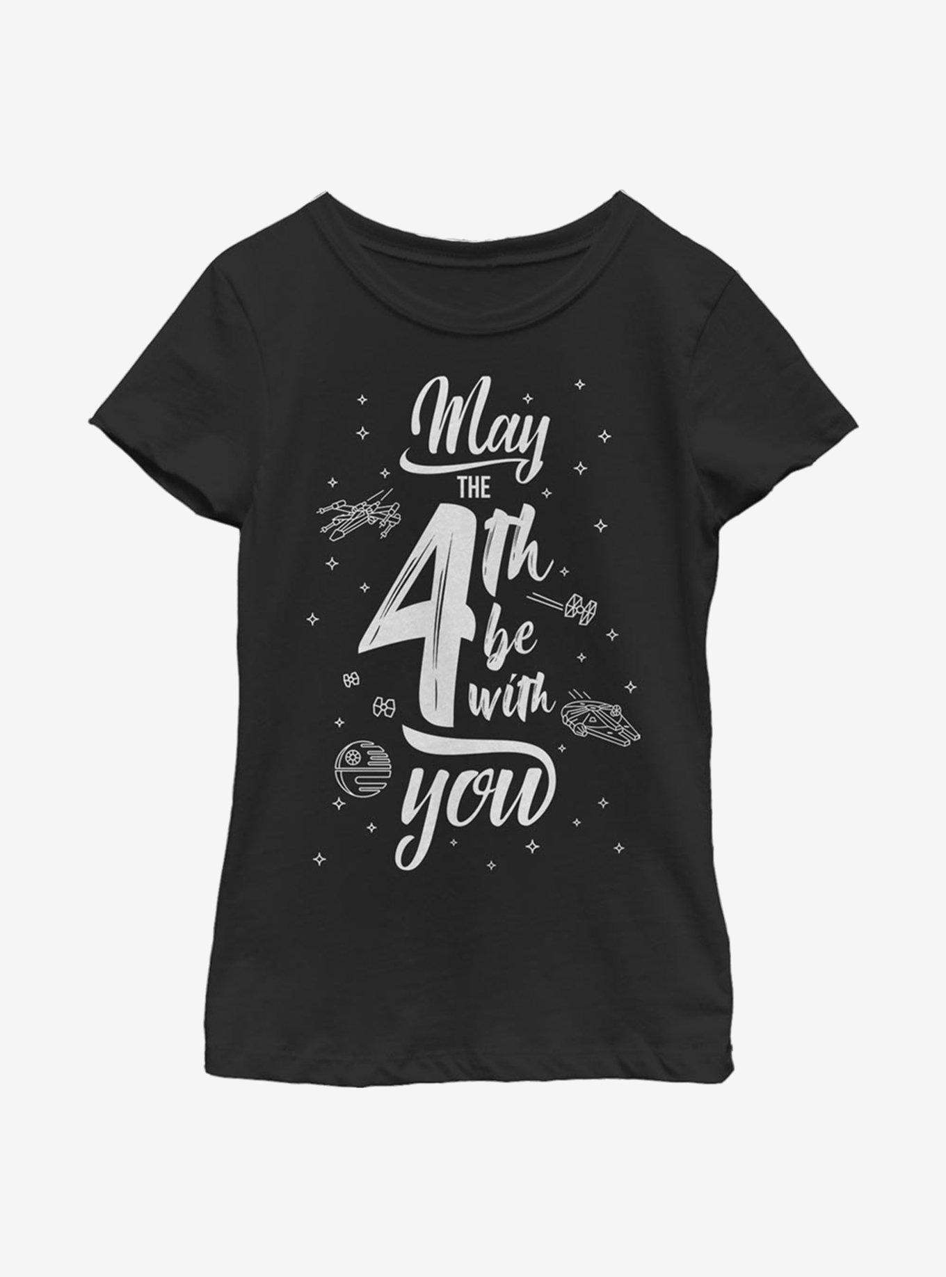 Star Wars Space Text May Fourth Youth Girls T-Shirt, BLACK, hi-res