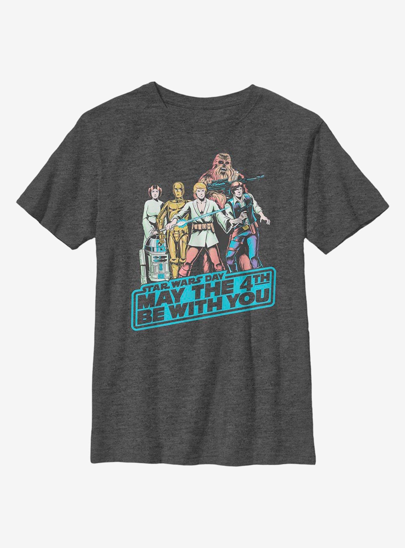 Star Wars May Fourth Group Youth T-Shirt, CHAR HTR, hi-res