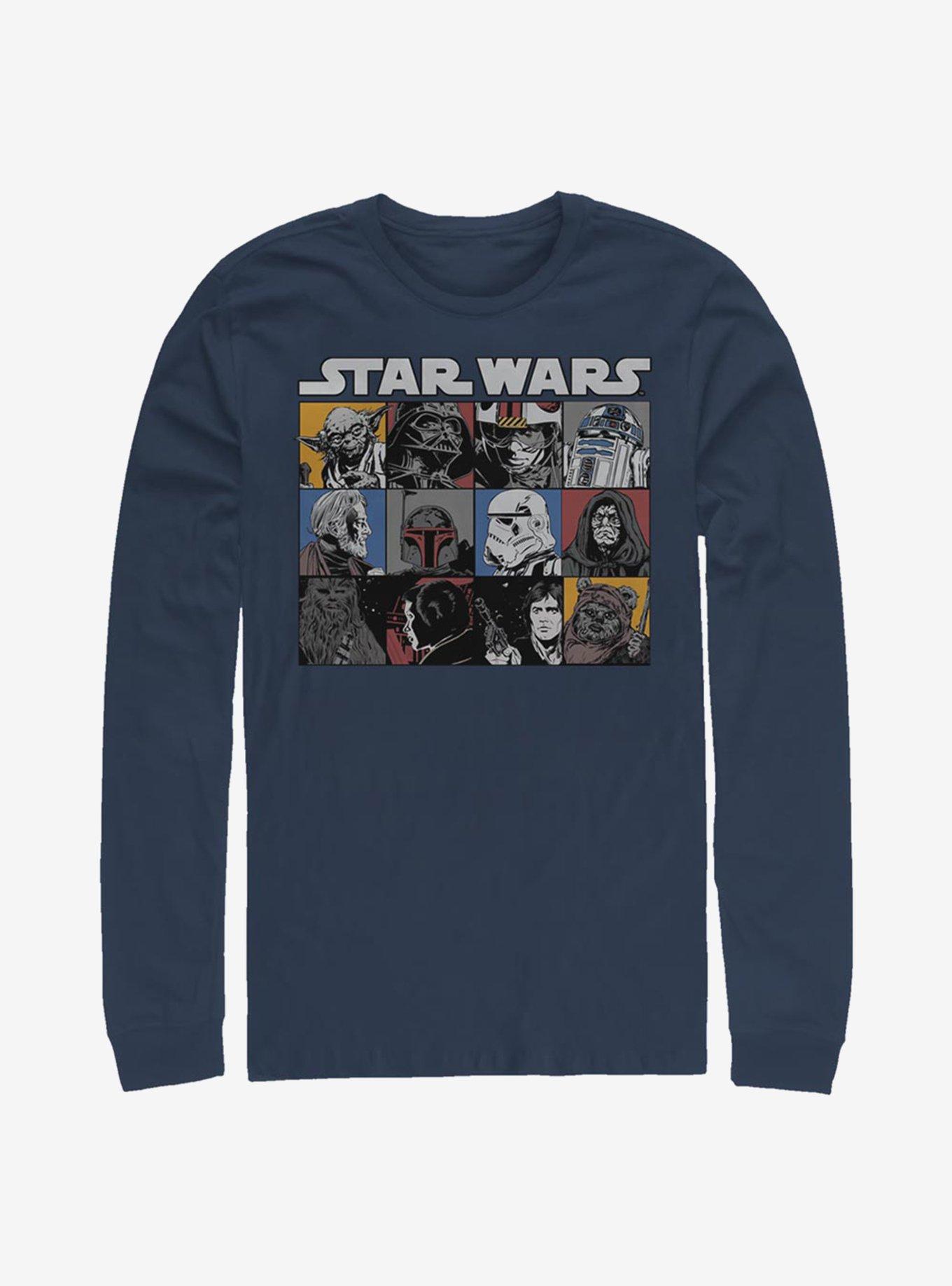 Star Wars Comic Strip Rectangle Long-Sleeve T-Shirt, NAVY, hi-res