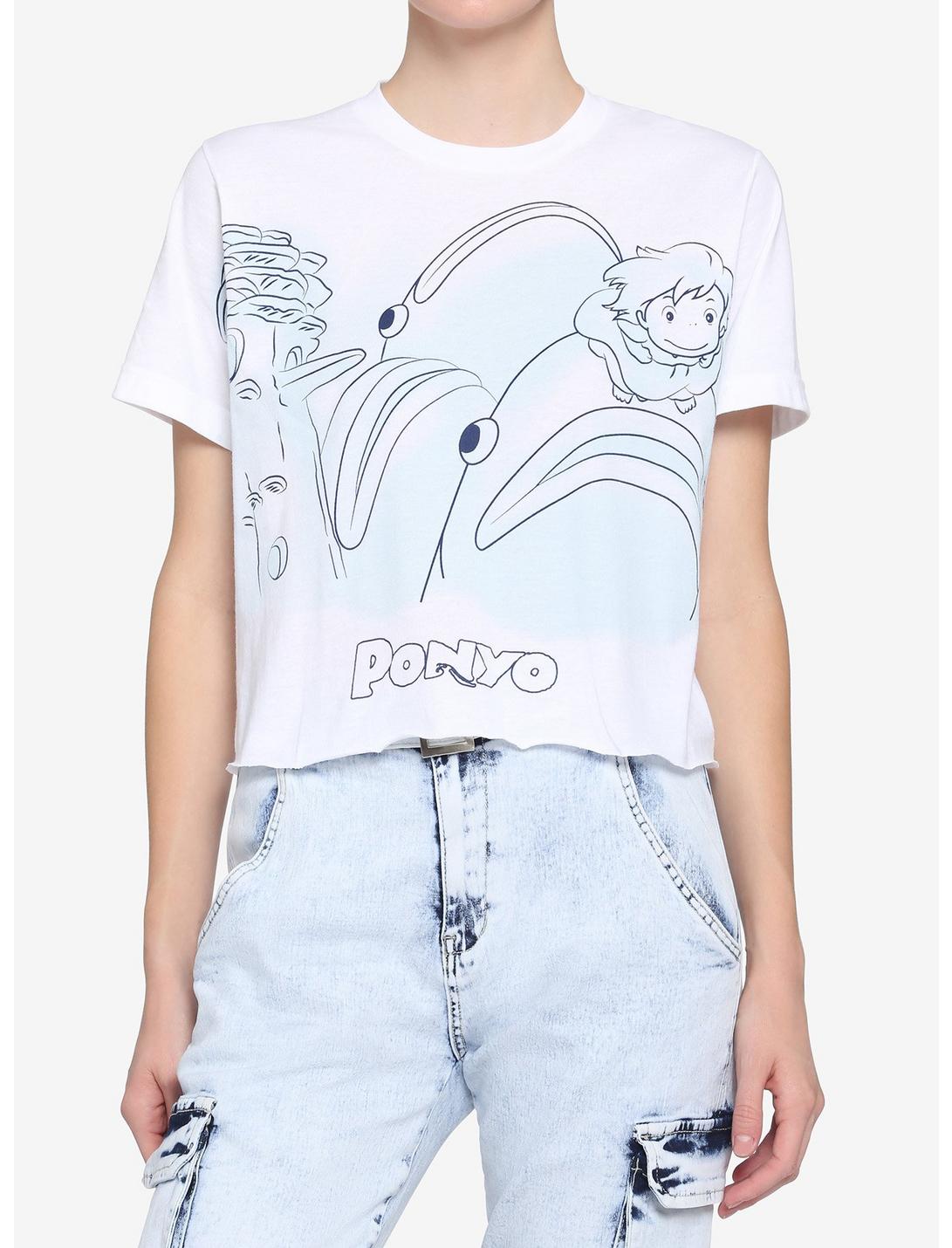Studio Ghibli Ponyo Jumbo Print Girls Crop T-Shirt, BLUE, hi-res