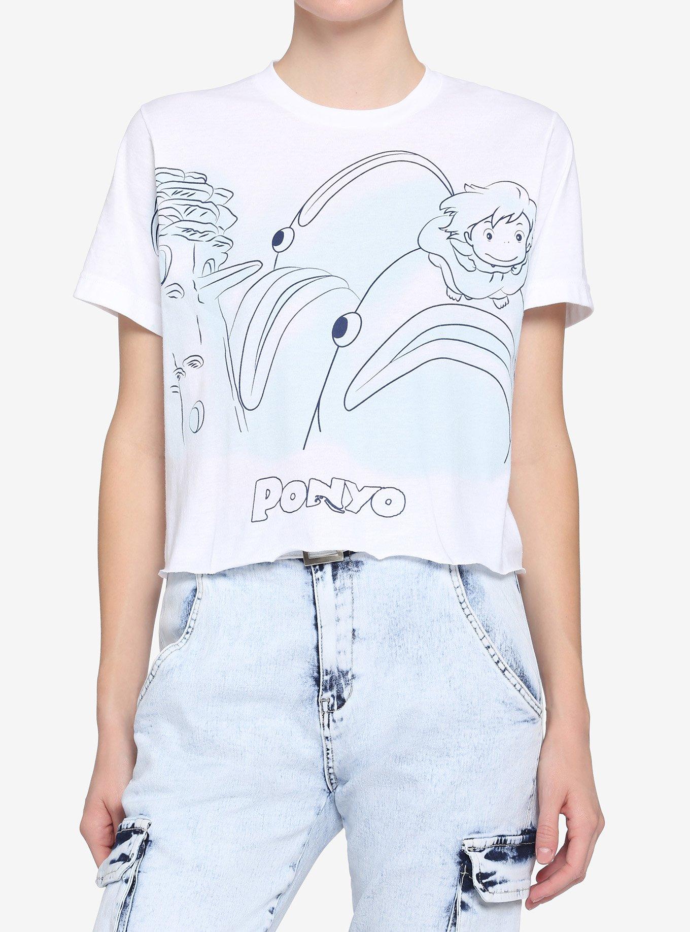Studio Ghibli Ponyo Jumbo Print Girls Crop T-Shirt, BLUE, hi-res