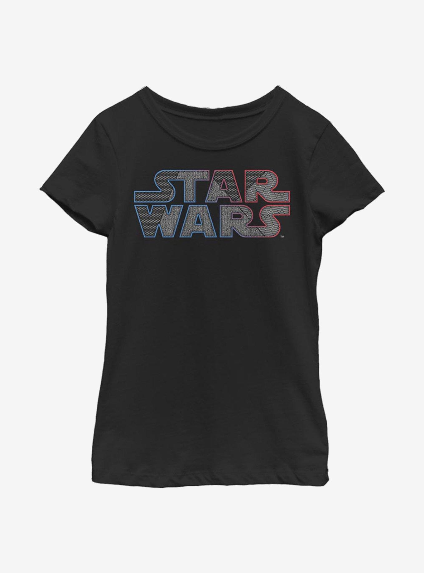 Star Wars Textured Logo Youth Girls T-Shirt, BLACK, hi-res