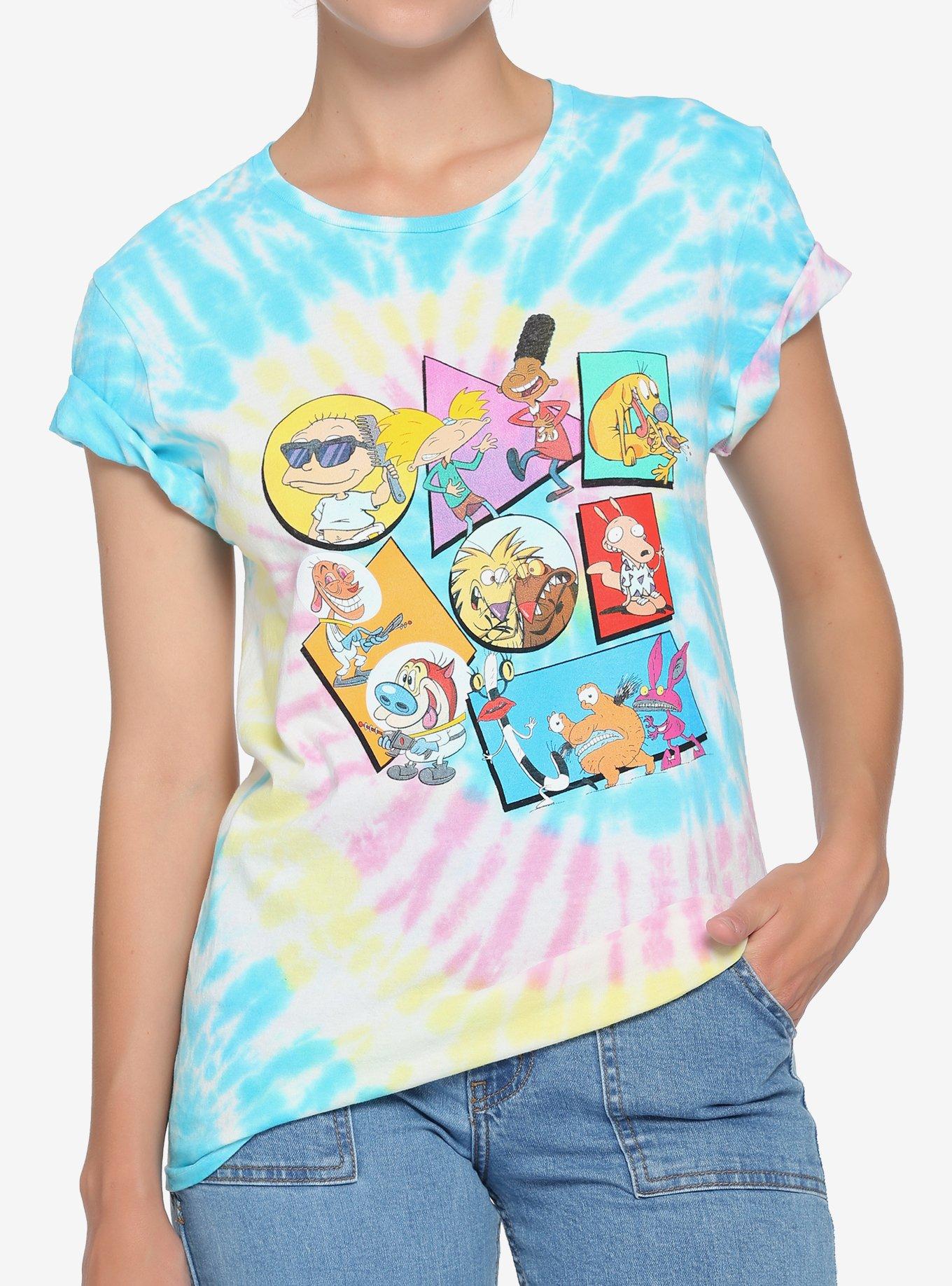 Nickelodeon Shapes Tie-Dye Boyfriend Fit Girls T-Shirt, MULTI, hi-res
