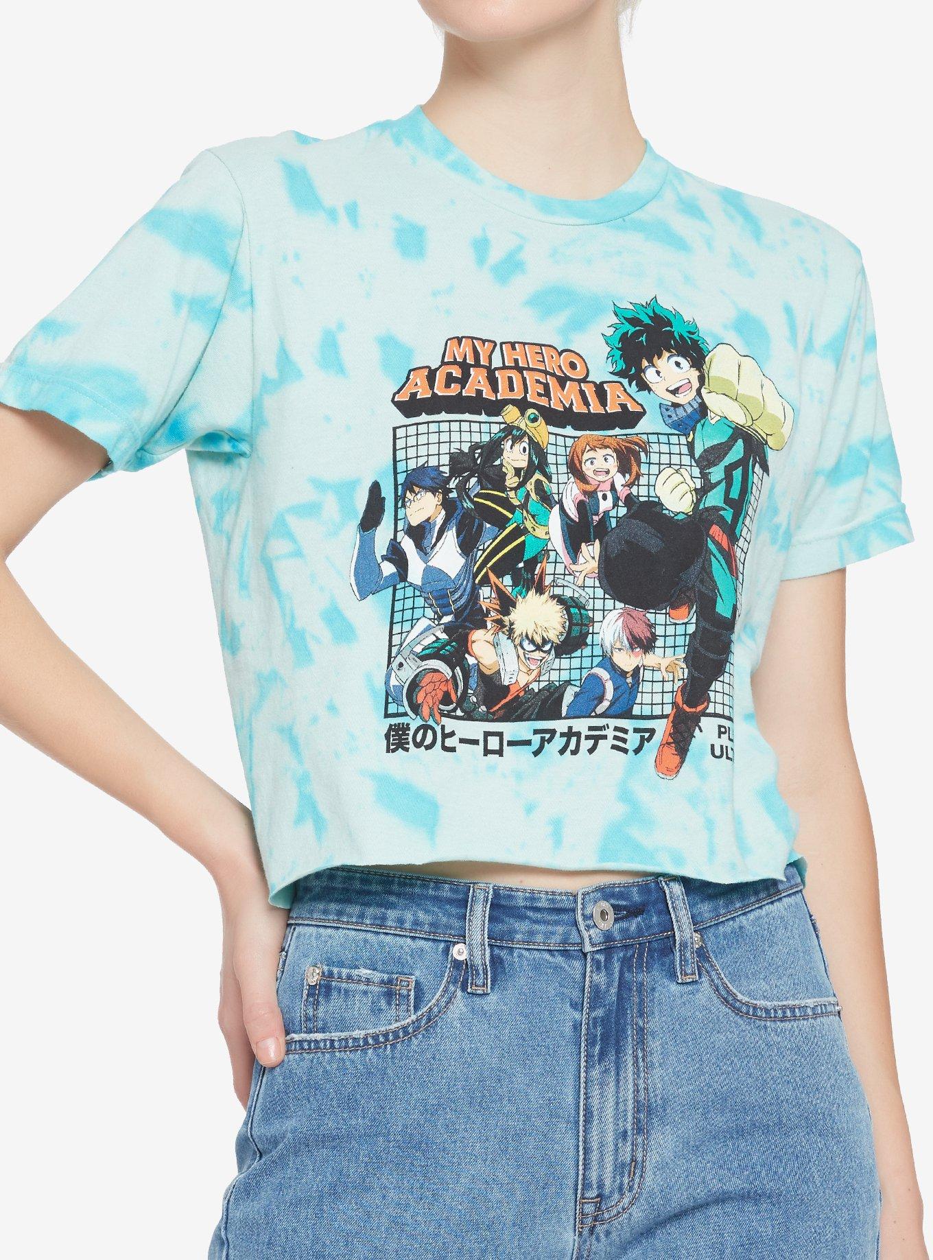 My Hero Academia Characters Grid Tie-Dye Girls Crop T-Shirt, MULTI, hi-res