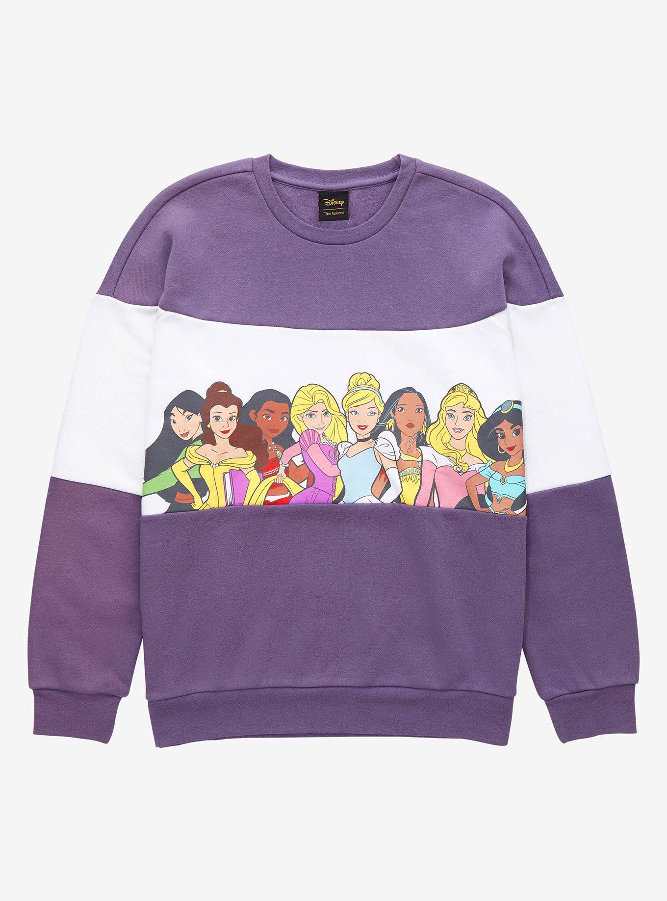 Our Universe Disney Princesses Group Panel Crewneck - BoxLunch Exclusive, PURPLE, hi-res
