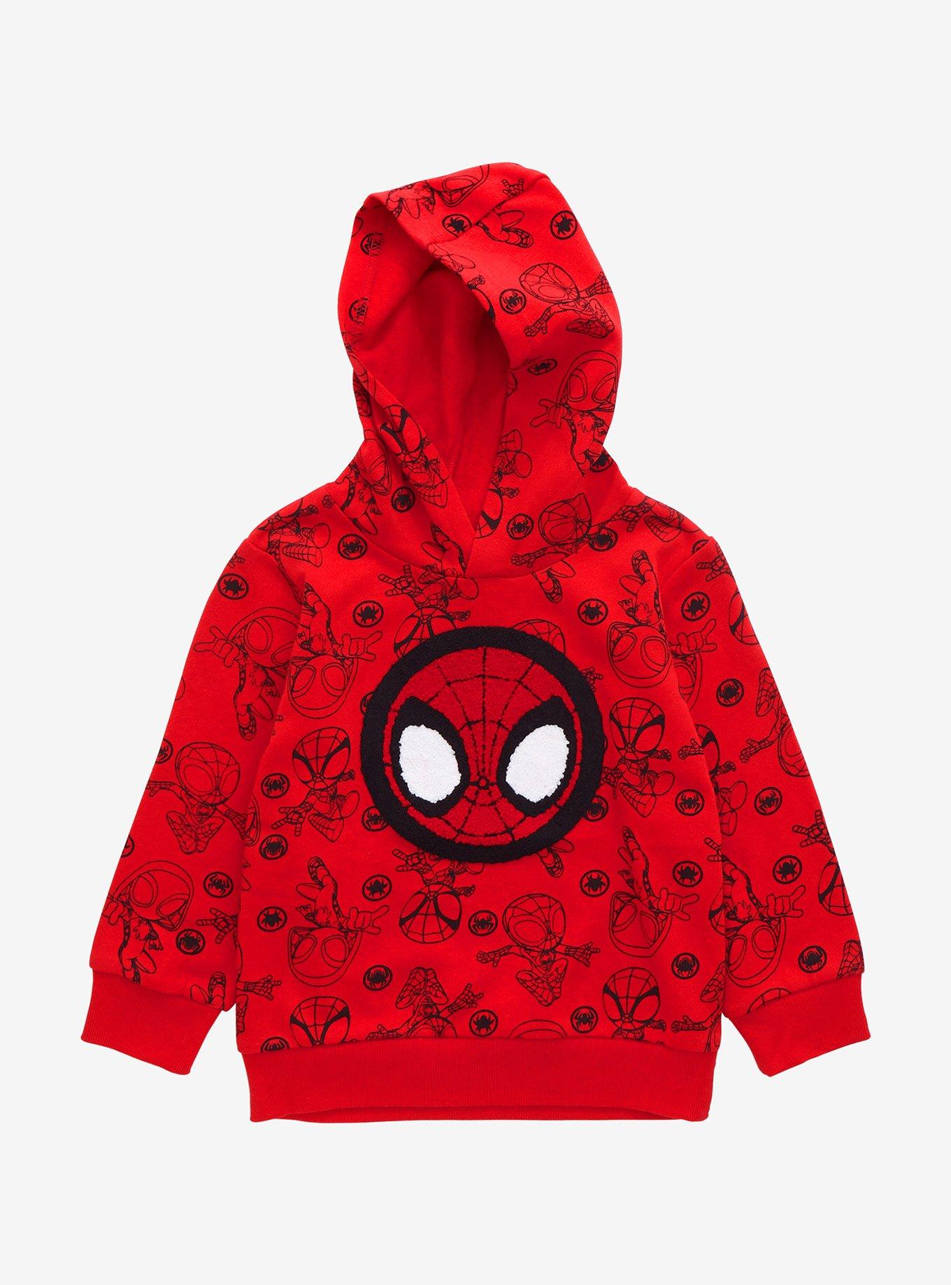 Marvel Spider-Man Line Art Toddler Hoodie - BoxLunch Exclusive, RED, hi-res