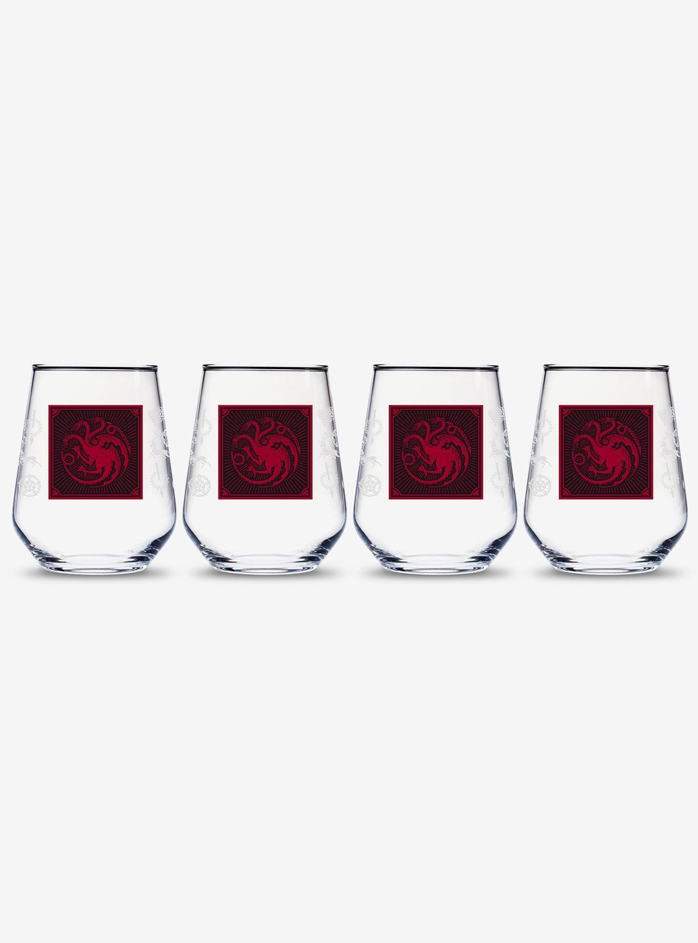 Game Of Thrones Targaryen Relief Emblem Stemless Wine Glass 4 Pack, , hi-res