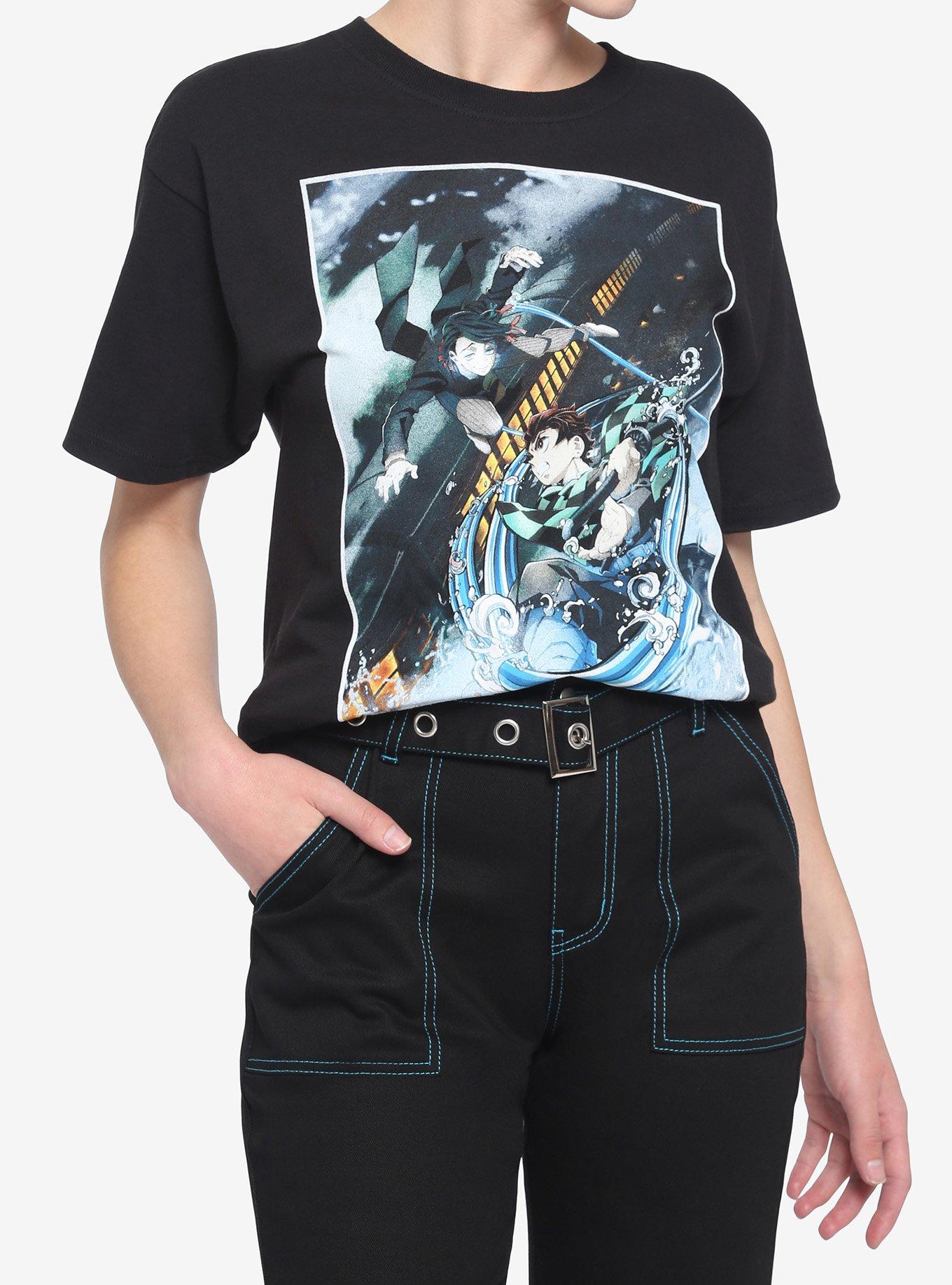 Demon Slayer: Kimetsu No Yaiba The Movie: Mugen Train Tanjiro & Enmu Boyfriend Fit Girls T-Shirt, MULTI, hi-res