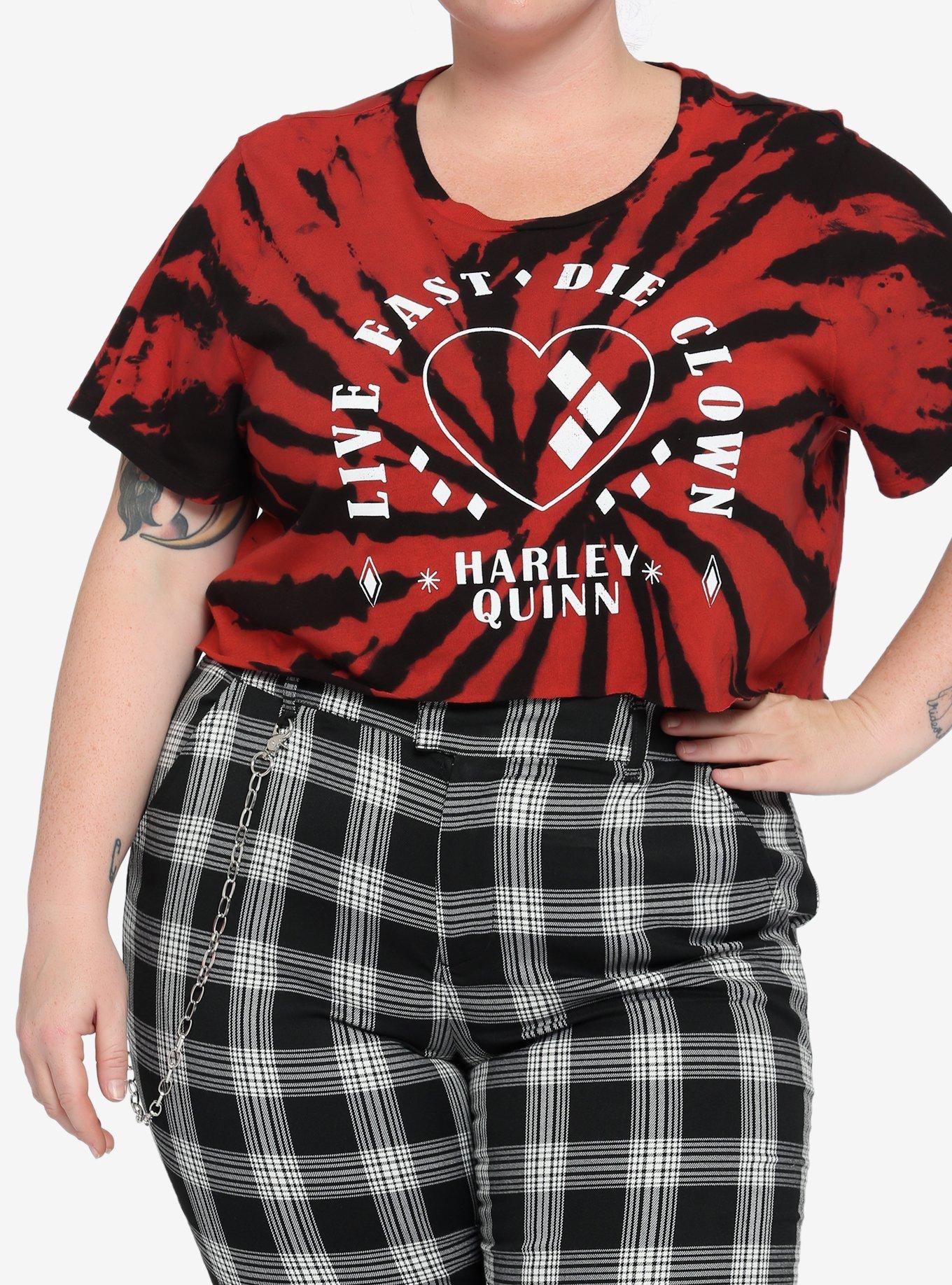 DC Comics The Suicide Squad Harley Quinn Live Fast Die Clown Tie-Dye Girls Crop T-Shirt Plus Size, MULTI, hi-res