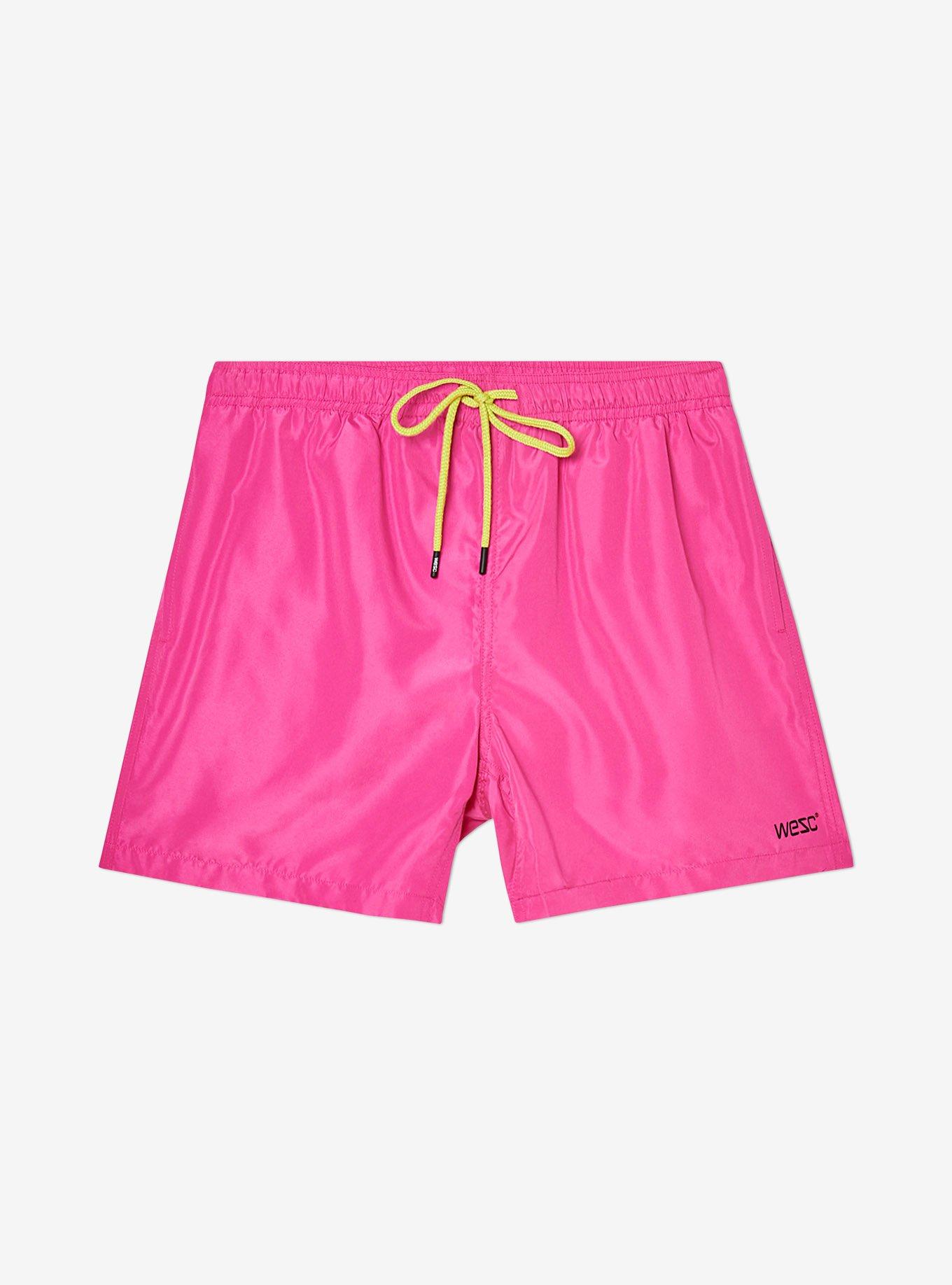 WeSC Zack Neon Pink Swim Trunks, PINK, hi-res