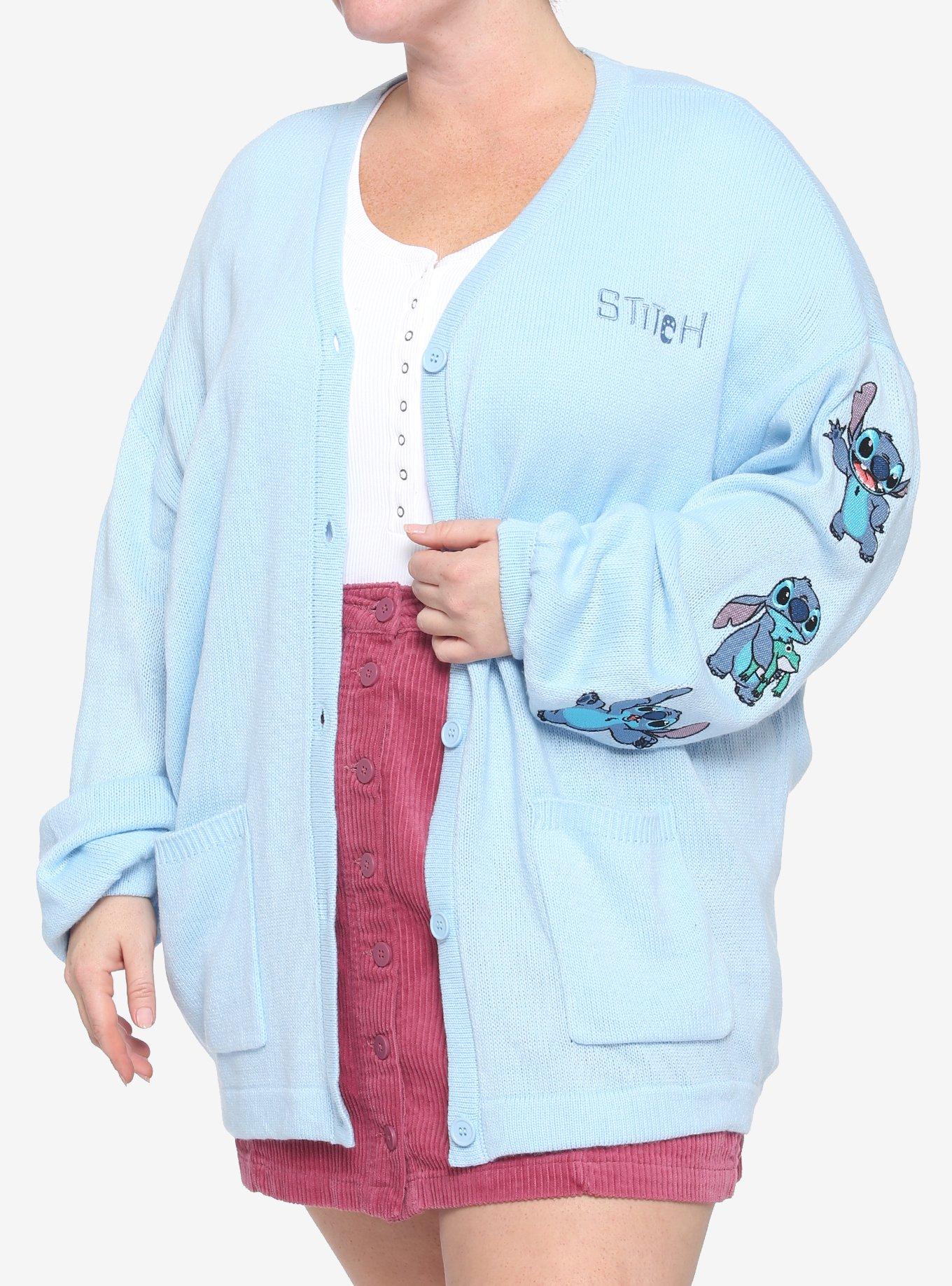 Disney Lilo & Stitch Embroidered Sleeve Girls Cardigan Plus Size, MULTI, hi-res