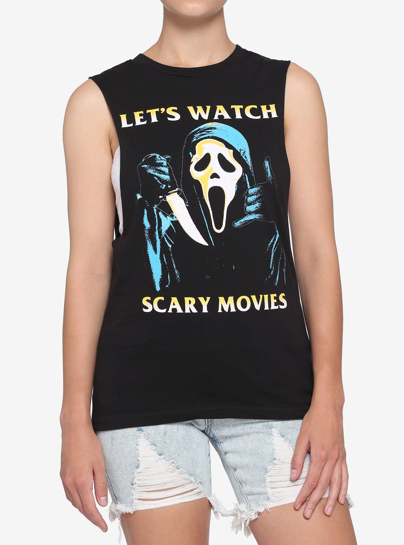 Scream Ghost Face Let's Watch Scary Movies Girls Muscle Top, MULTI, hi-res