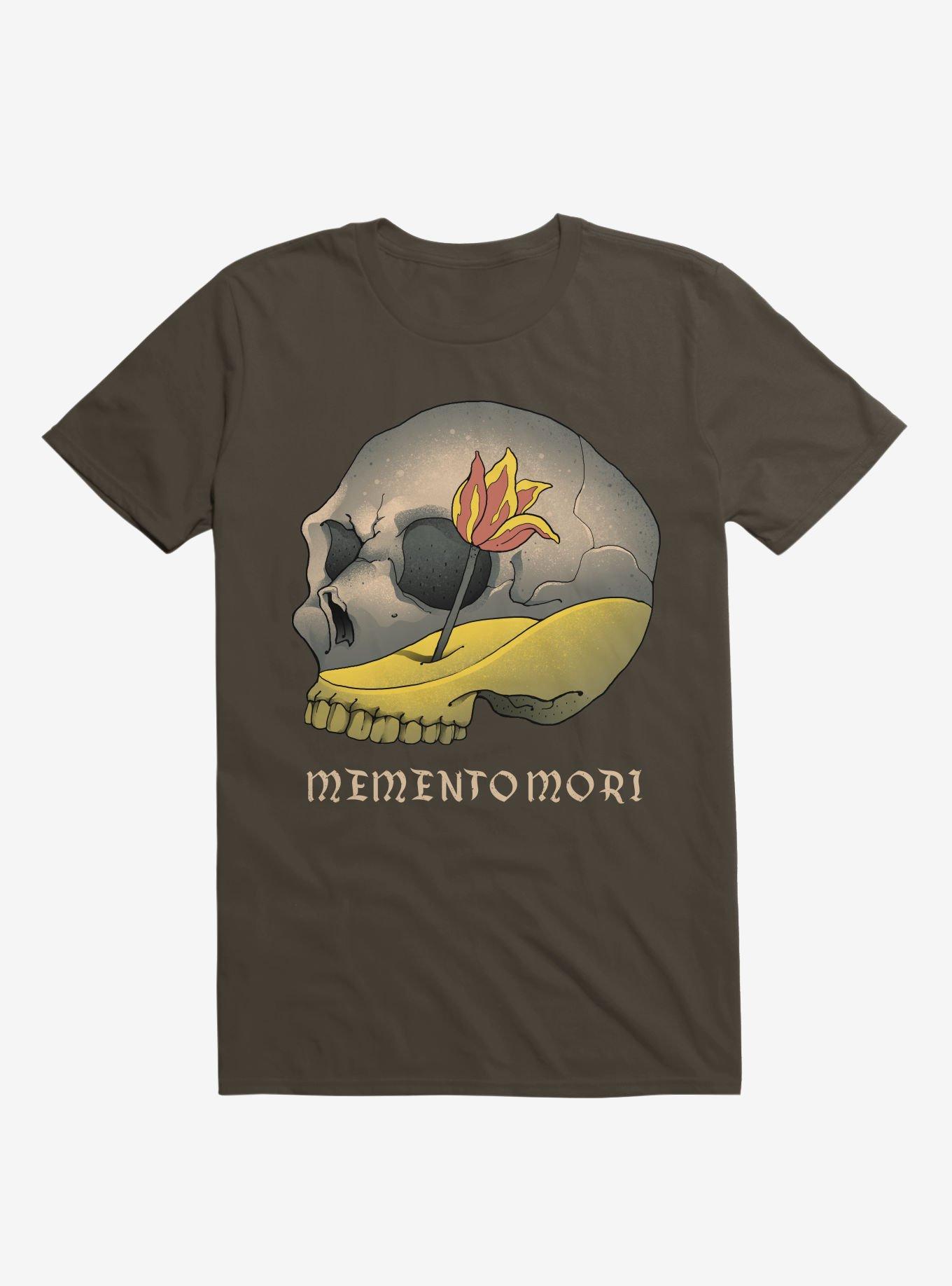 Memento Mori Flower Skull Brown T-Shirt, , hi-res
