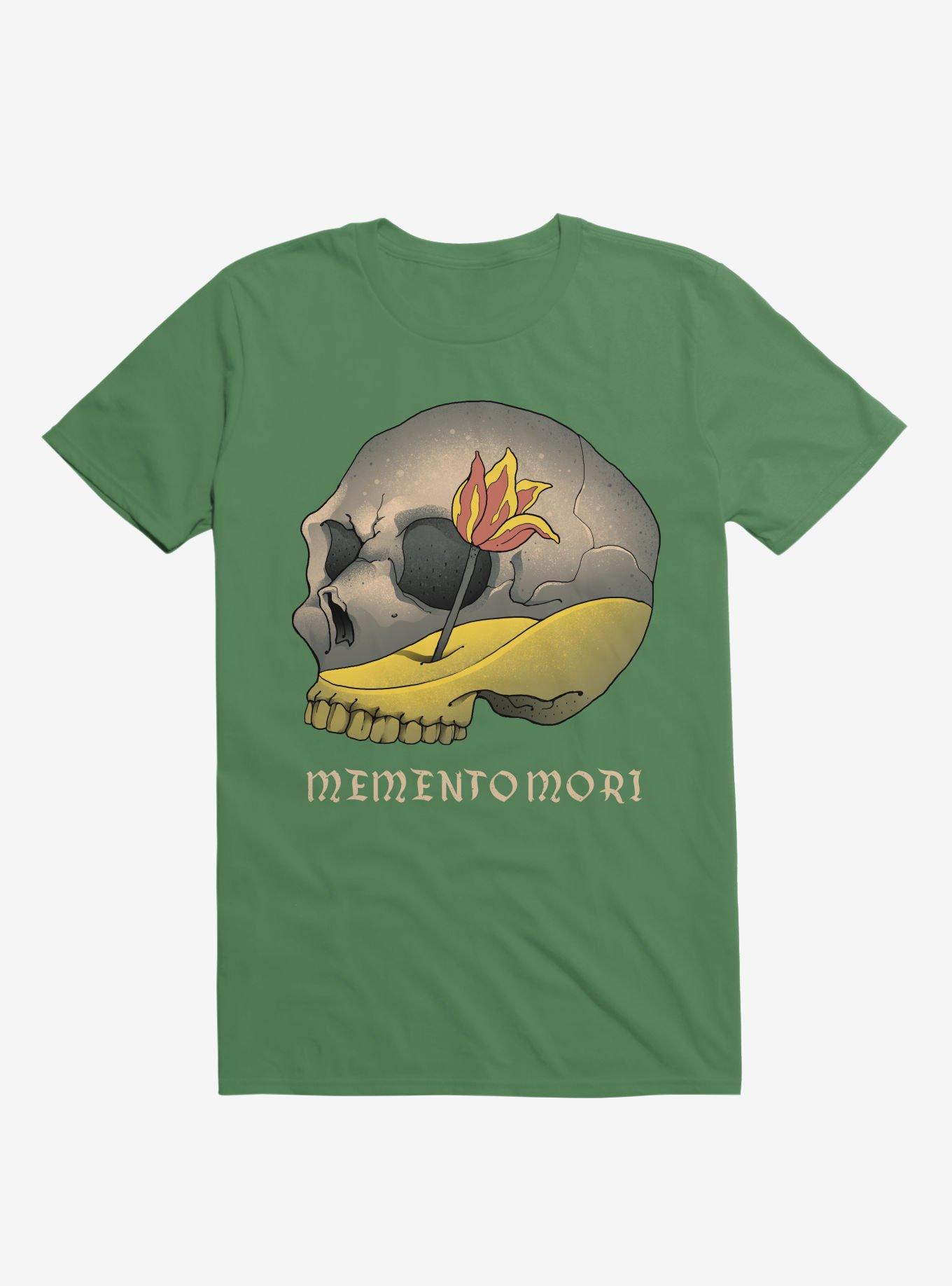 Memento Mori Flower Skull Kelly Green T-Shirt