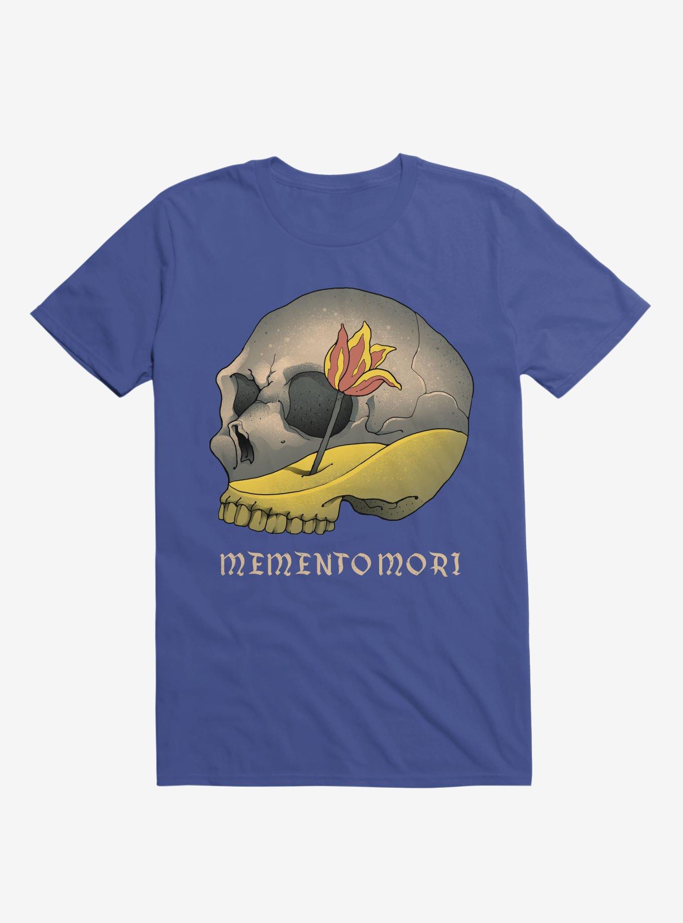 Memento Mori Flower Skull Royal Blue T-Shirt, , hi-res