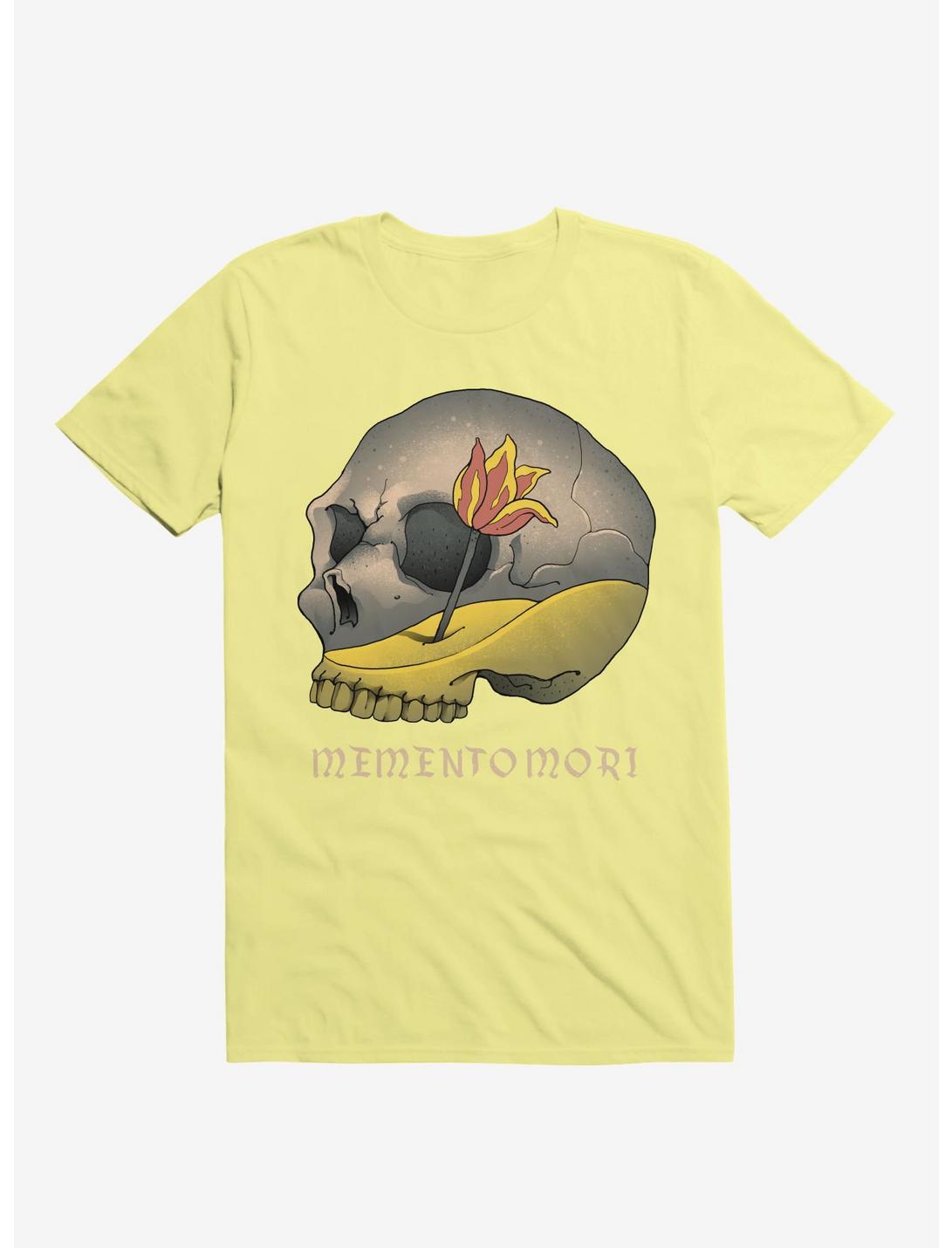 Memento Mori Flower Skull Corn Silk Yellow T-Shirt, CORN SILK, hi-res
