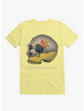 Memento Mori Flower Skull Corn Silk Yellow T-Shirt, , hi-res