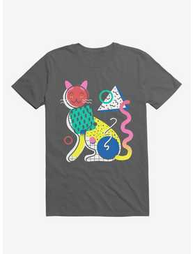 Memphis Cat Design Charcoal Grey T-Shirt, , hi-res