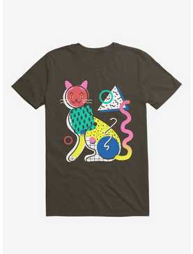 Memphis Cat Design Brown T-Shirt, , hi-res