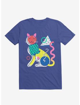 Memphis Cat Design Royal Blue T-Shirt, , hi-res