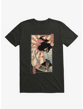 Samurai Sword Ocean Ukiyo-E Black T-Shirt, , hi-res