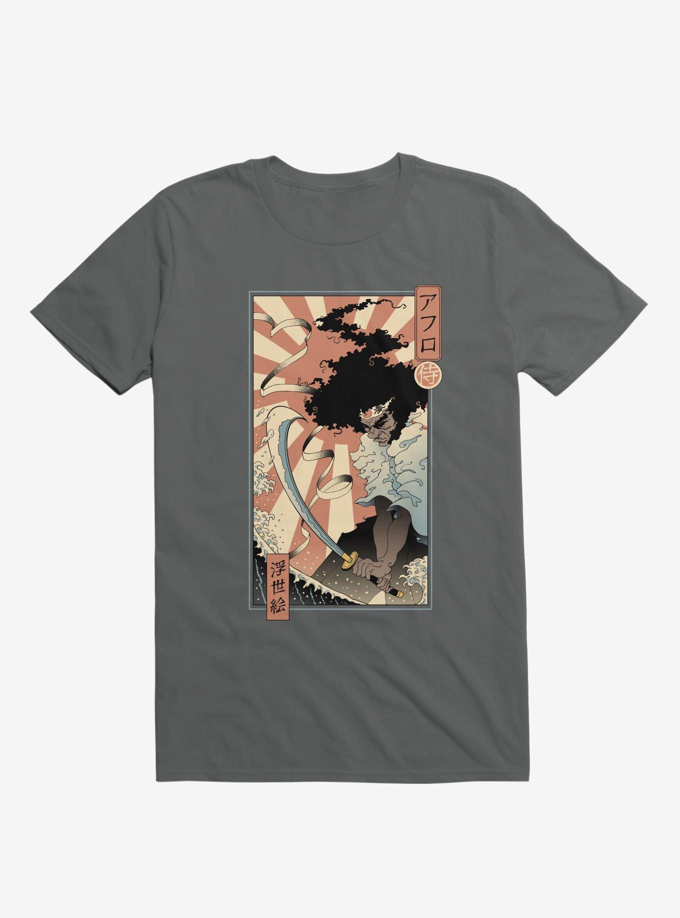 Samurai Sword Ocean Ukiyo-E Charcoal Grey T-Shirt