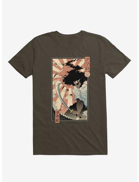 Samurai Sword Ocean Ukiyo-E Brown T-Shirt, , hi-res