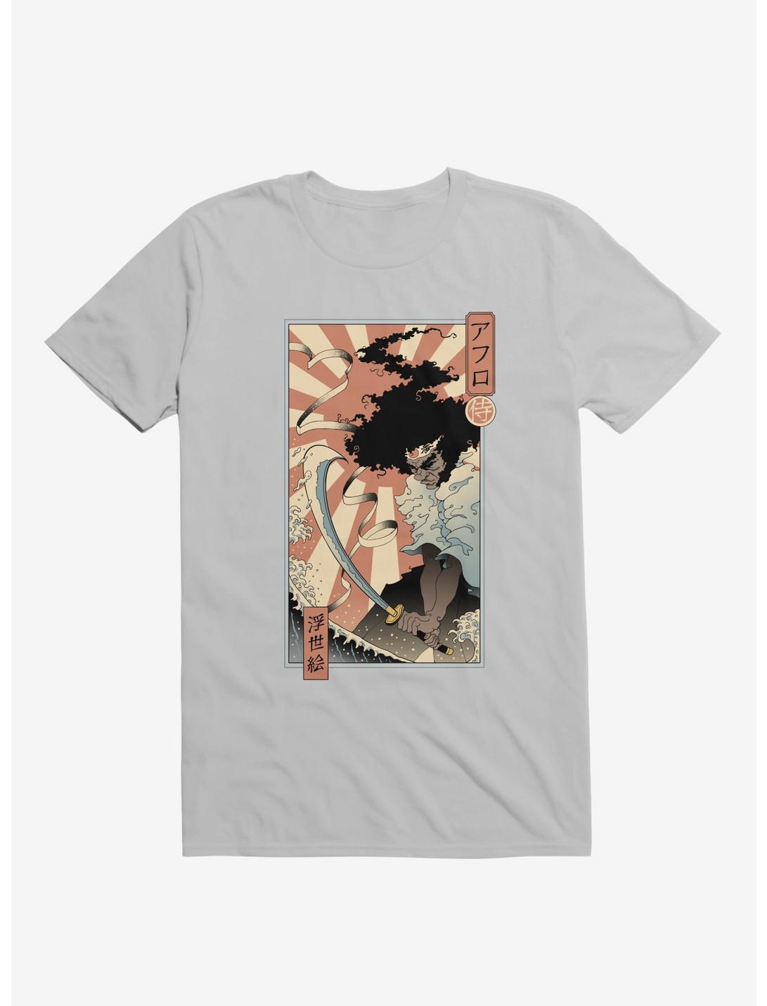 Samurai Sword Ocean Ukiyo-E Ice Grey T-Shirt, ICE GREY, hi-res