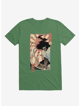 Samurai Sword Ocean Ukiyo-E Kelly Green T-Shirt, , hi-res