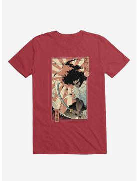 Samurai Sword Ocean Ukiyo-E Red T-Shirt, , hi-res
