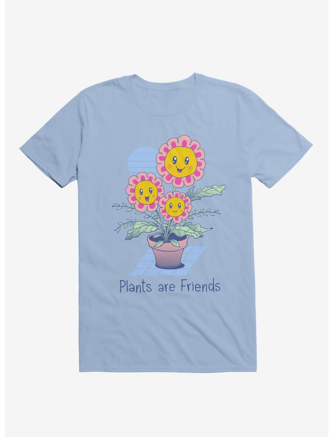 Plants Are Friends! Happy Flowers Light Blue T-Shirt, LIGHT BLUE, hi-res