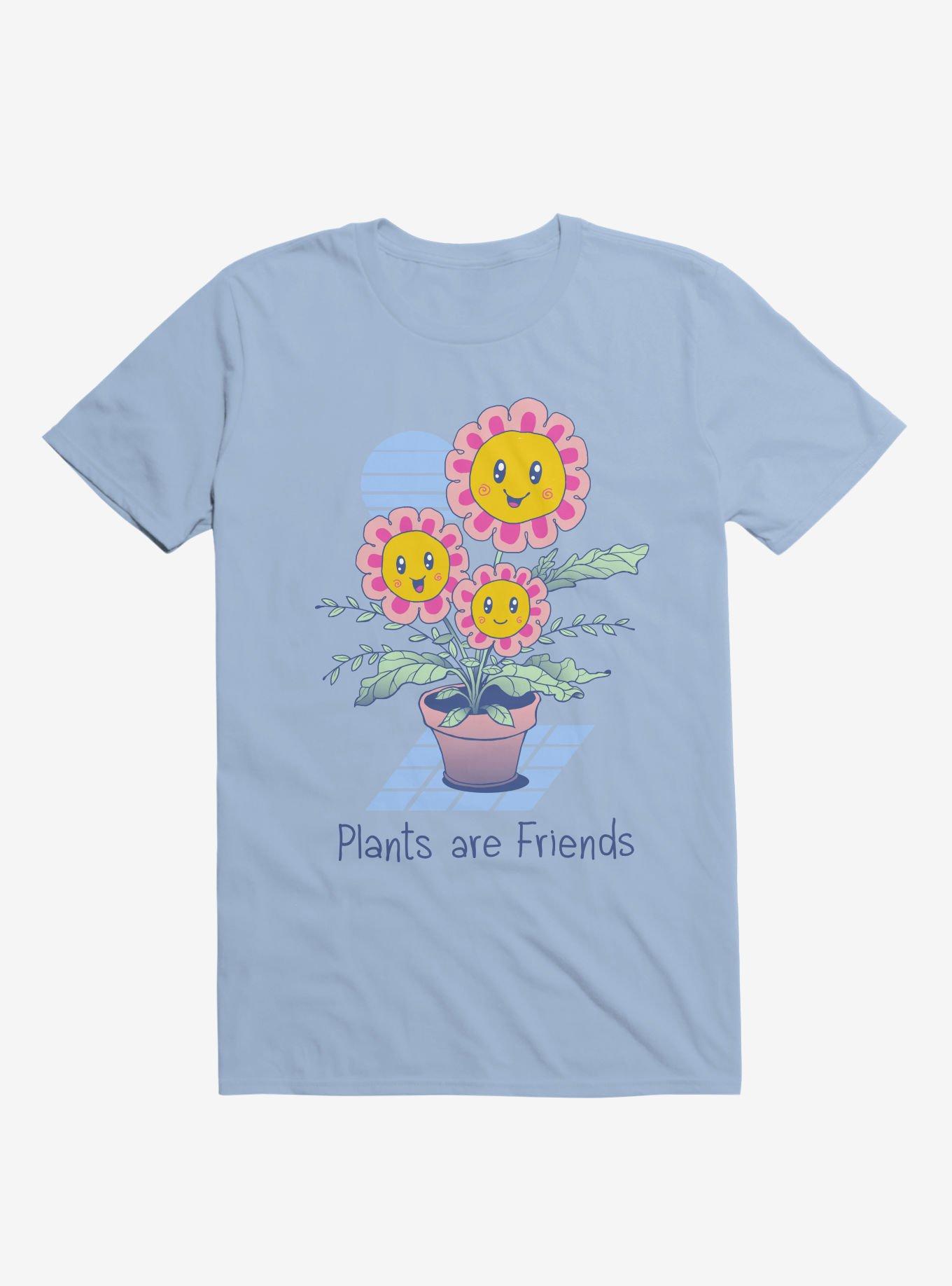 Plants Are Friends! Happy Flowers Light Blue T-Shirt, , hi-res