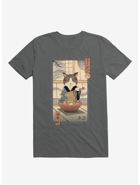 Cat Neko Ramen Ukiyo-E Charcoal Grey T-Shirt, , hi-res