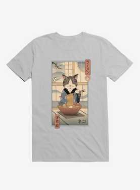 Cat Neko Ramen Ukiyo-E Ice Grey T-Shirt, , hi-res