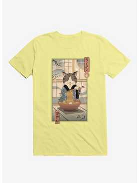 Cat Neko Ramen Ukiyo-E Corn Silk Yellow T-Shirt, , hi-res