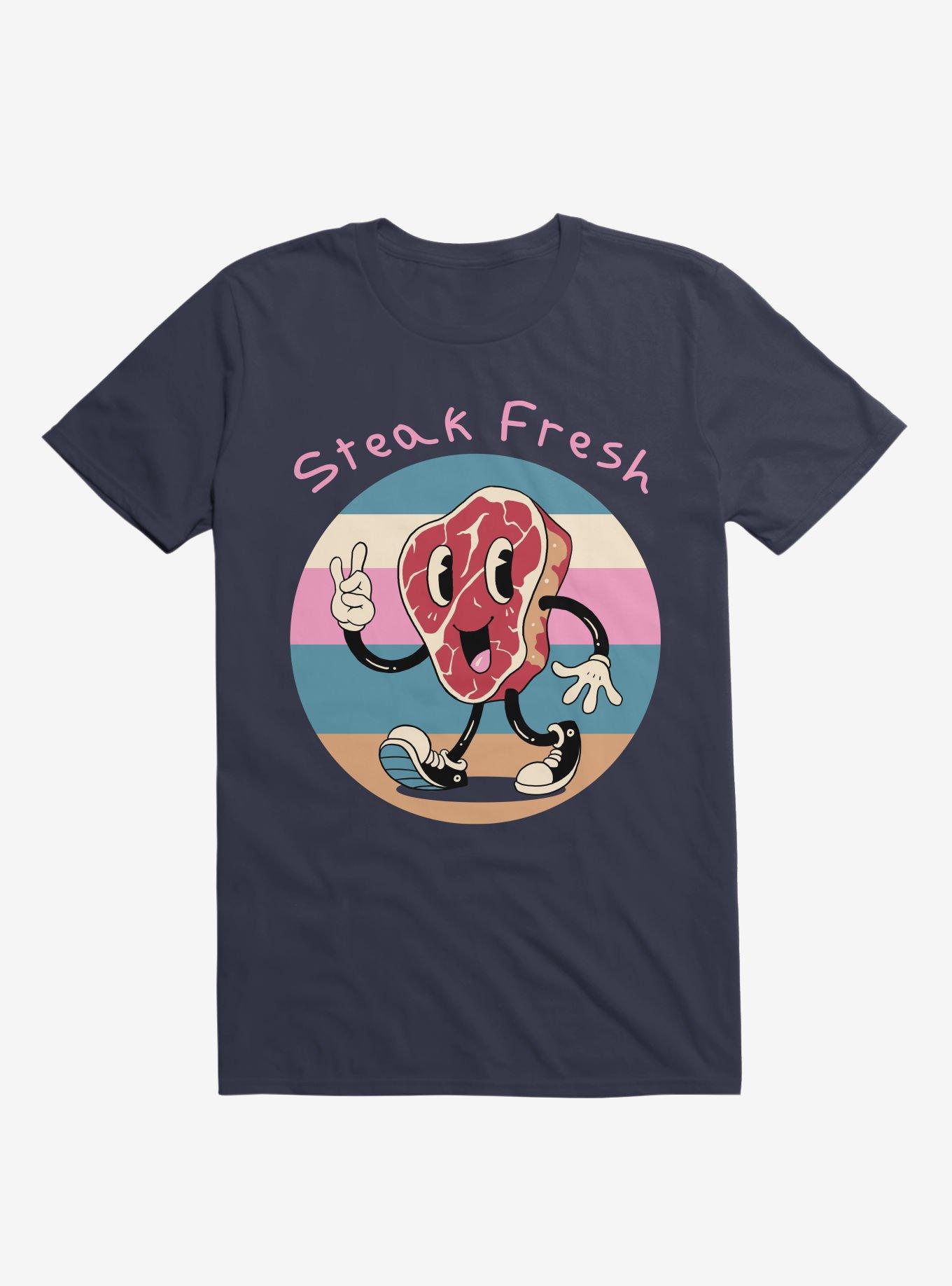 Steak Fresh! Navy Blue T-Shirt, NAVY, hi-res