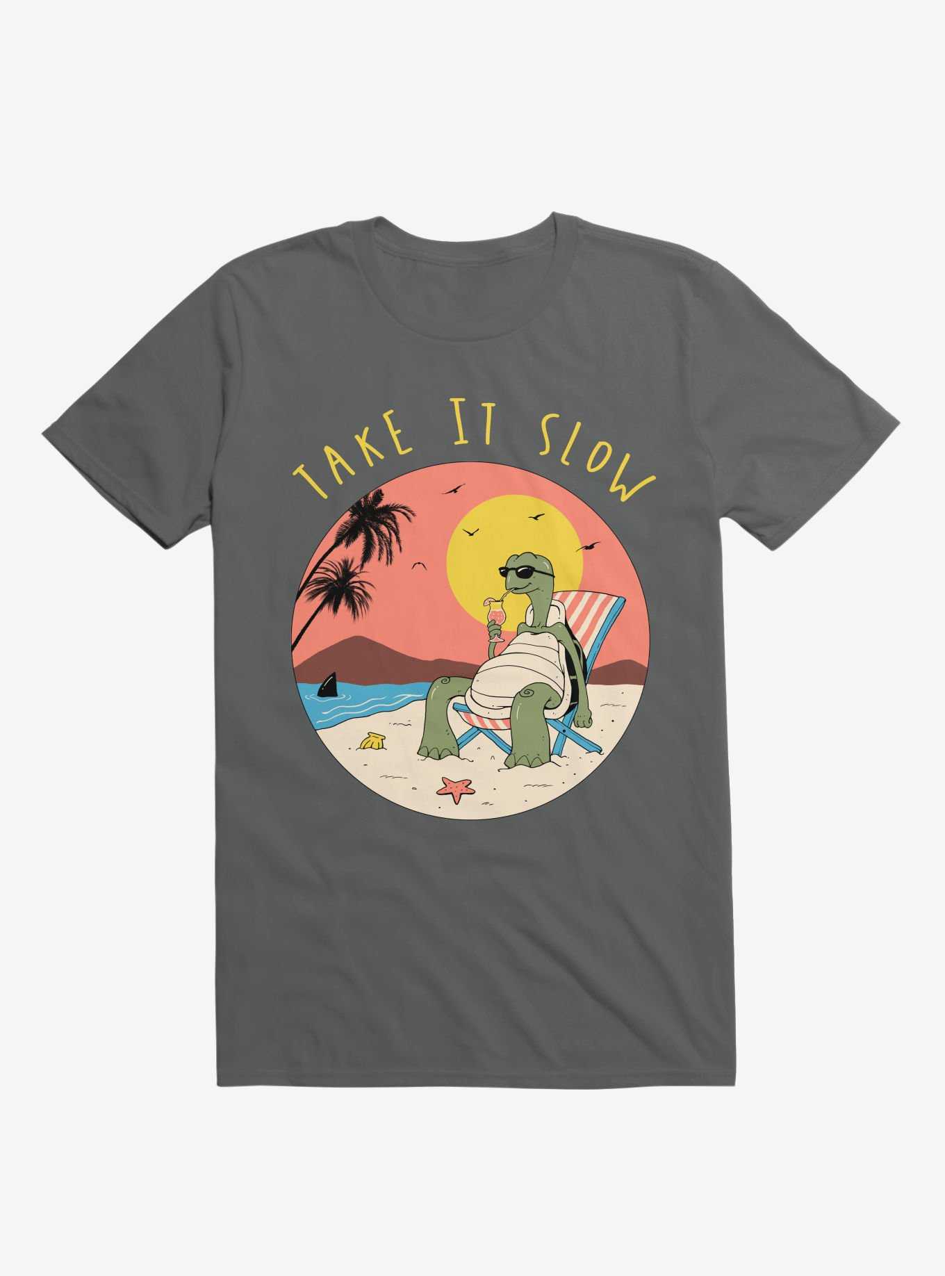 Take It Slow! Turtle Beach Charcoal Grey T-Shirt, , hi-res