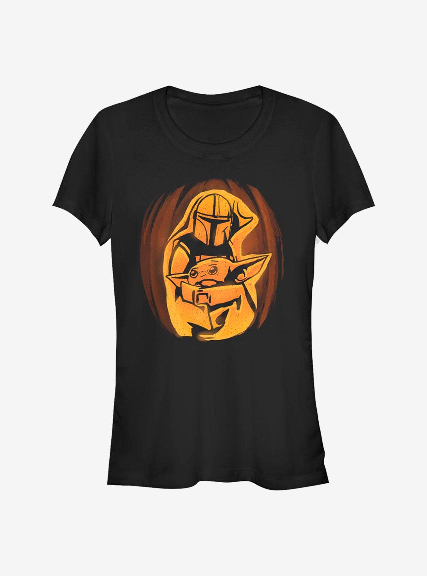 Star Wars The Mandalorian Mando The Child Pumpkin Girls T-Shirt, BLACK, hi-res