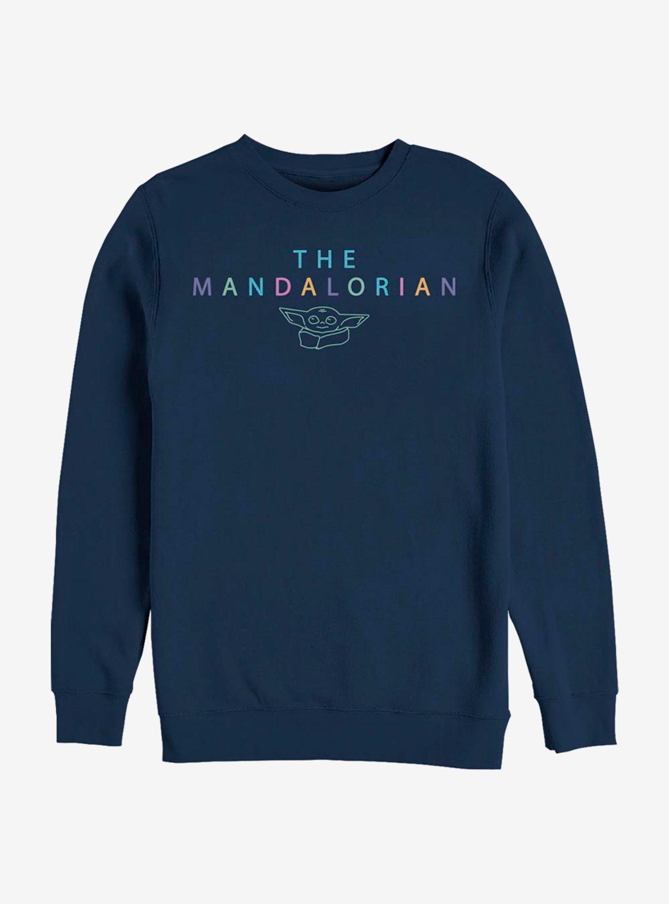 Star Wars The Mandalorian The Child Cute Lettering Crew Sweatshirt, NAVY, hi-res