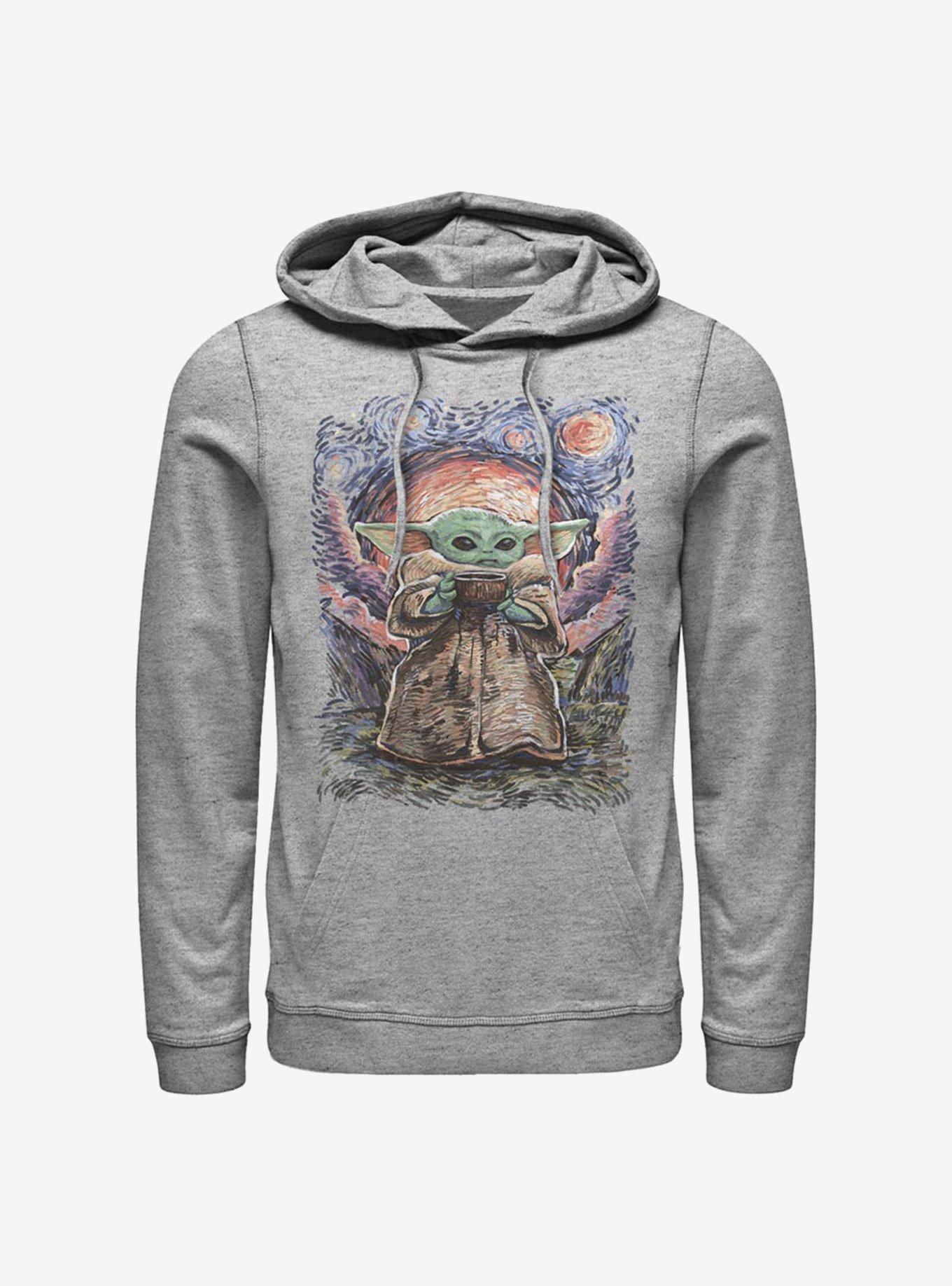 Star Wars The Mandalorian The Child Sipping Night Sky Hoodie, ATH HTR, hi-res