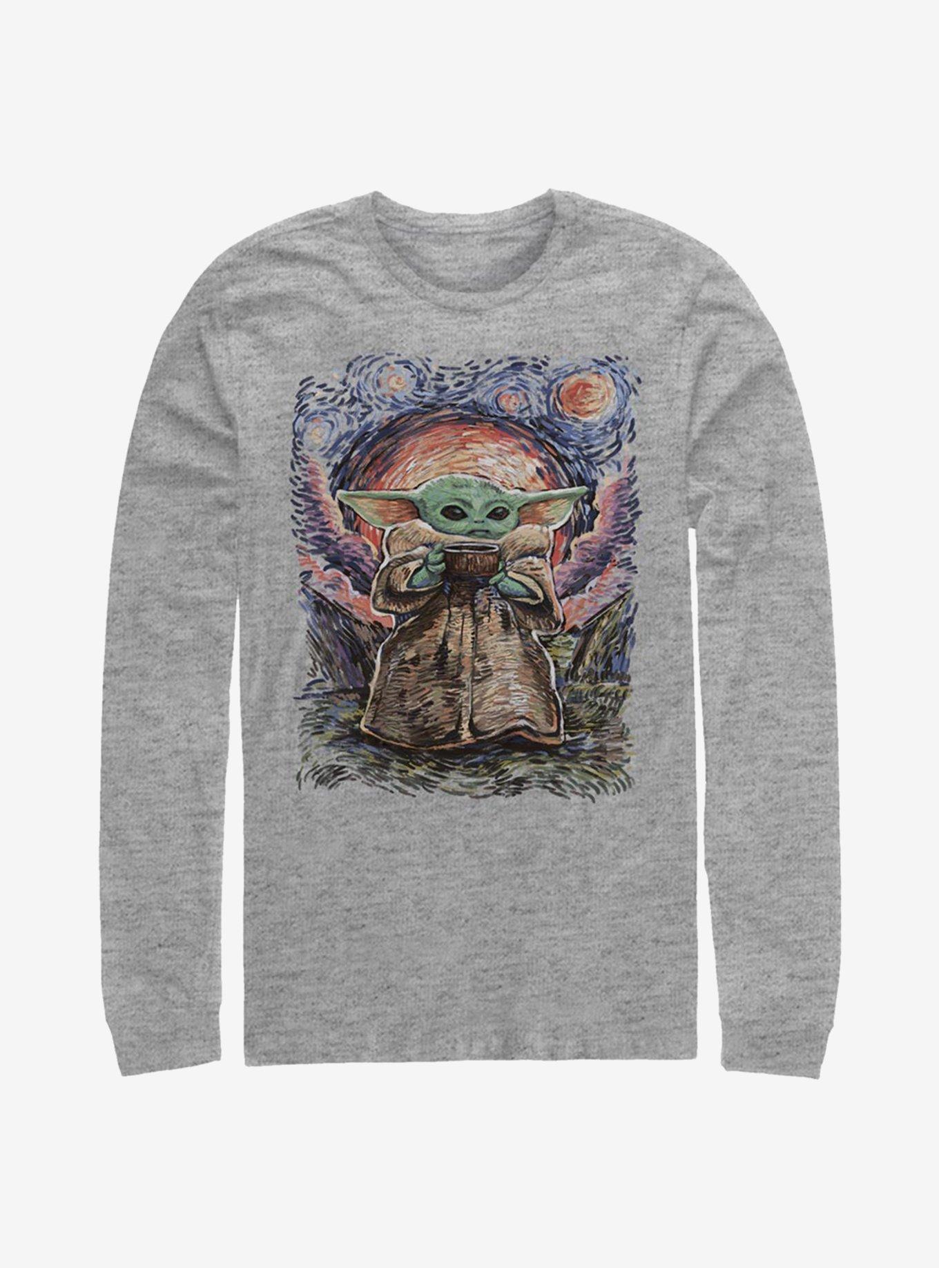 Star Wars The Mandalorian Child Sipping Night Sky Long-Sleeve T-Shirt